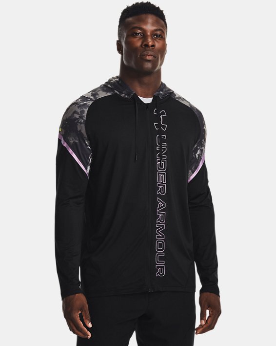 เสื้อฮู้ด UA RUSH™ HeatGear® Printed Full-Zip สำหรับผู้ชาย, Black, pdpMainDesktop image number 0